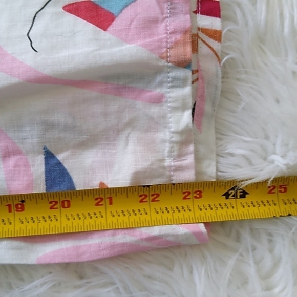 Cynthia Rowley 100% Linen Wide Leg Crop Tropical Print Pants - Picture 12 of 13